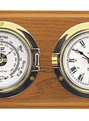 4'' Clock & Barometer Set on Wood Board