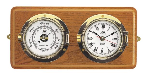 4'' Clock & Barometer Set on Wood Board