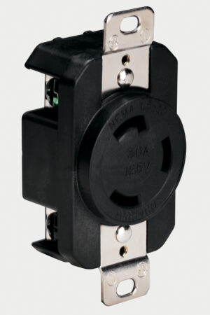 Locking Receptacle, 30A 125V, Black (Bulk)