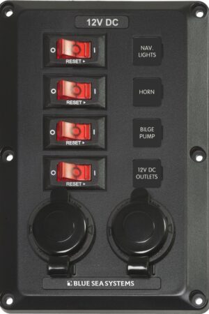 4 Position with 12V Sockets, BelowDeck Circuit Breaker Panel