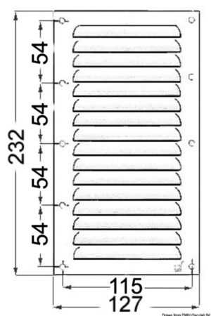 Louvred Vent Polished Stainless Steel-232x127 mm