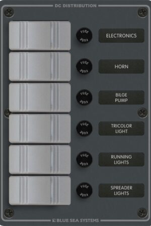 Waterproof Panel 12VDC 6 Pos Vert Grey