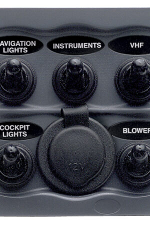 Black Waterproof Panel with 5 Switches