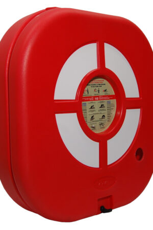 Lifebuoy container with cover