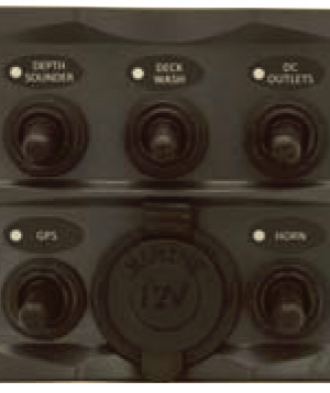 5P IP66 ABS Toggle Switch Panel (Dark grey) 12v Socket