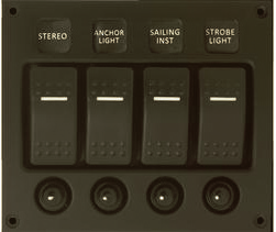 Streamline Water-resistant Switch Panel-4P Curved Water-resistant LED with Circuit Breakers