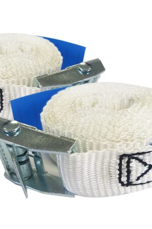 300kg Cam Roof Rack Straps-5m (White Pair)