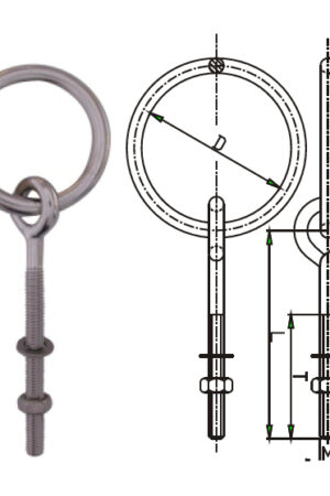 Ring Bolt With Nut & Washer - Stainless  Steel AISI316