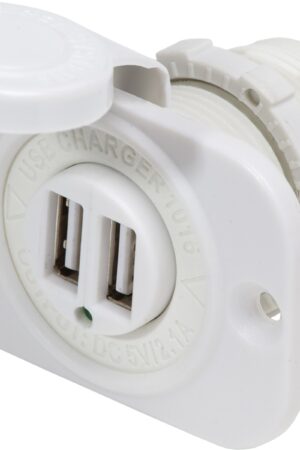 12/24V Dual USB 2.1A Charger - White