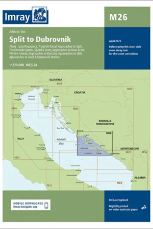 Imray Chart M26 Split to Dubrovnik